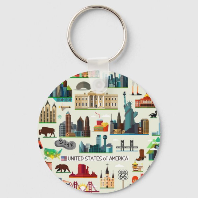 United States Symbols Pattern Keychain (Front)