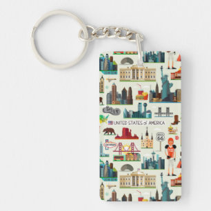 United States Symbols Pattern Keychain