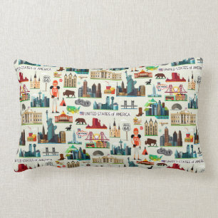 United States Symbols Pattern Lumbar Pillow