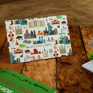 United States Symbols Pattern Postcard