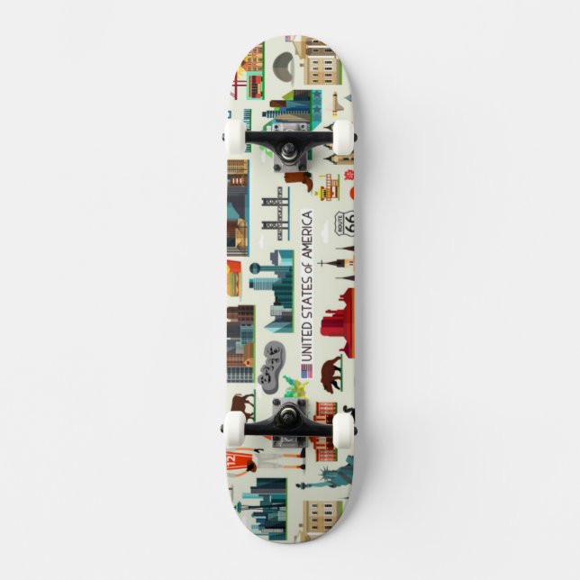 United States Symbols Pattern Skateboard (Front)