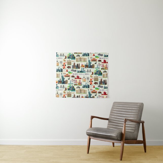 United States Symbols Pattern Tapestry (In Situ (Horizontal))