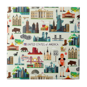 United States Symbols Pattern Tile