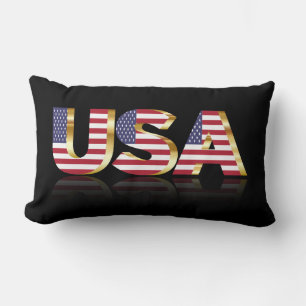 United States text flag Lumbar Pillow