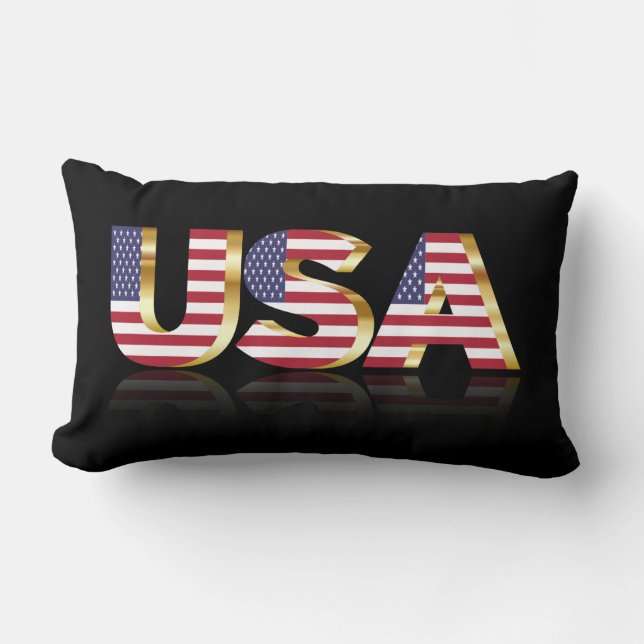 United States text flag Lumbar Pillow (Front)