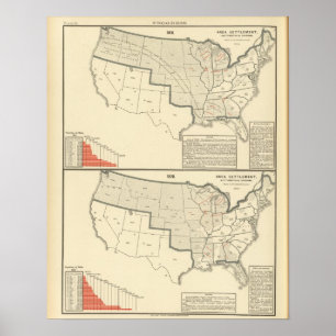 United States Two colour lithographed maps Poster