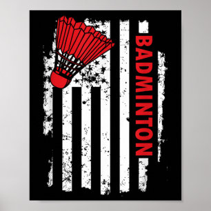 United States Usa Flag Badminton Player  Poster