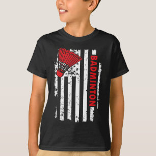 United States Usa Flag Badminton Player  T-Shirt