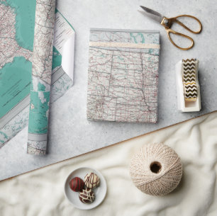 United States USA Road Map Decorative Roll Wrapping Paper