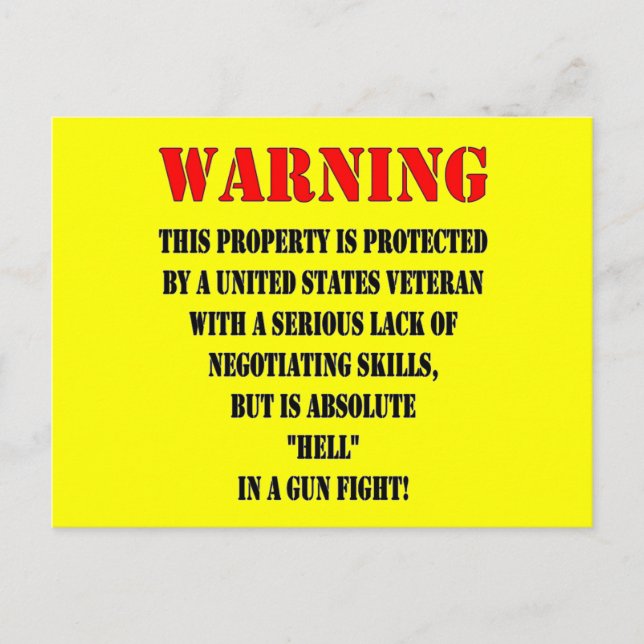 UNITED STATES VETERAN POSTCARD (Front)