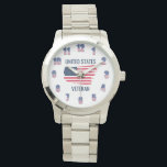 United States Veteran Silver Bracelet Watch<br><div class="desc">This custom oversized bracelet watch is the perfect gift for any United States veteran.</div>