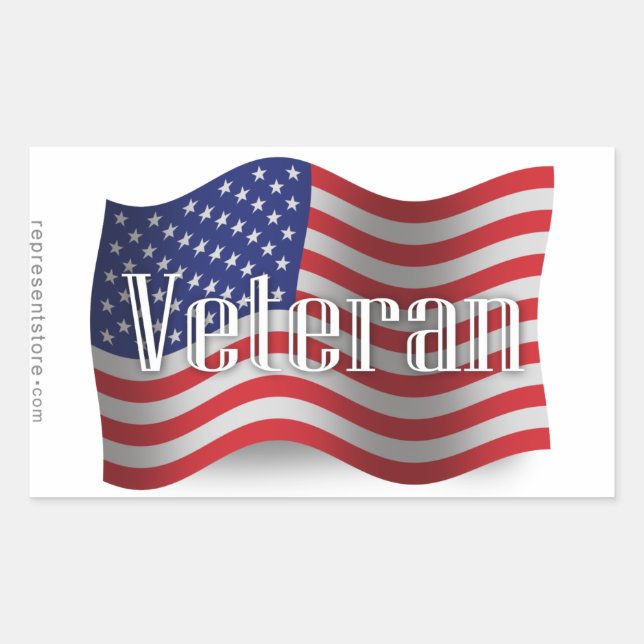 United States Veteran Waving Flag Sticker (Front)