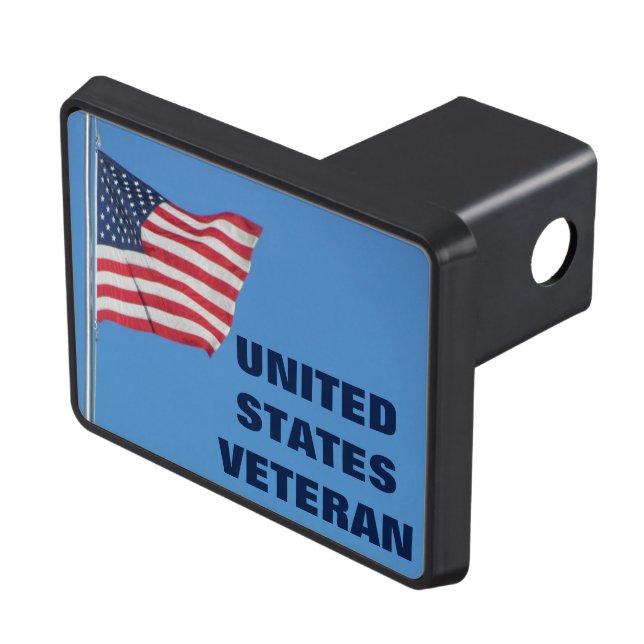 United States Veteran with American Flag Trailer Hitch Cover (Top Right)