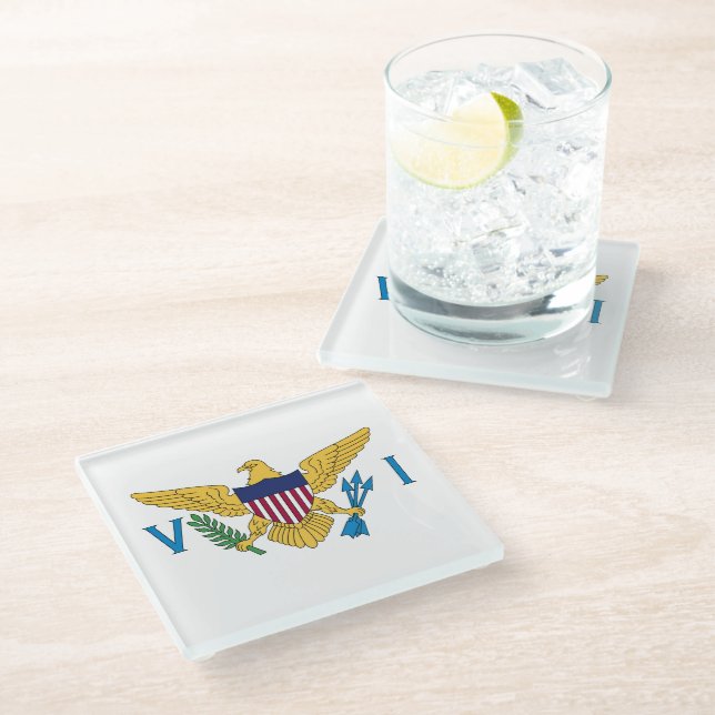 United States Virgin Islands Flag Glass Coaster (Angled)