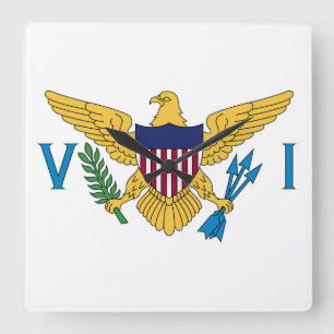United States Virgin Islands Flag Square Wall Clock
