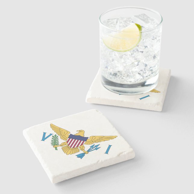 United States Virgin Islands Flag Stone Coaster (Side)