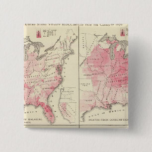 United States vitality maps 2 Inch Square Button