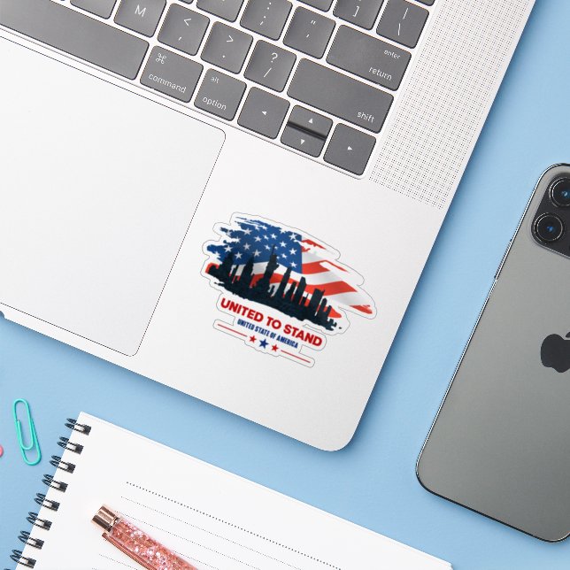 United To Stand | 3"x 3"- Glossy Transparent (Laptop w/ iPhone)