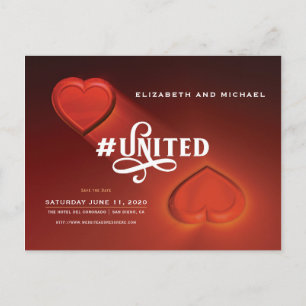 #United, Two Hearts, Save The Date Postcard