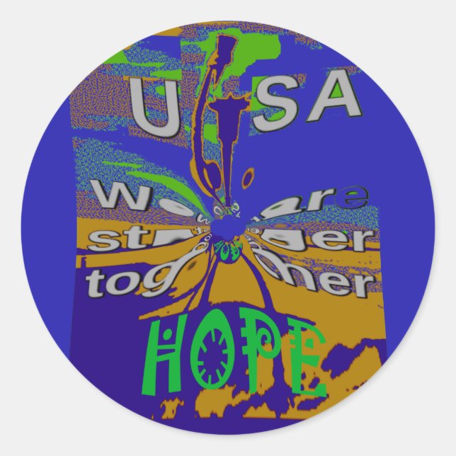 United USA Hope Stronger Together Classic Round Sticker (Front)