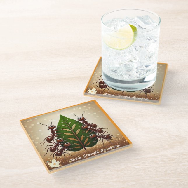 "United We Climb" Glass Coaster (Angled)