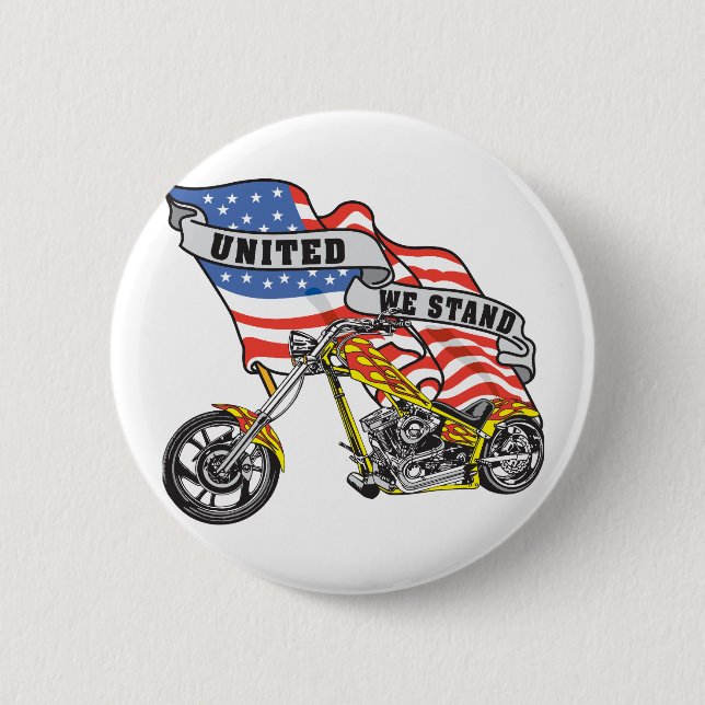 United We Stand Biker 2 Inch Round Button (Front)
