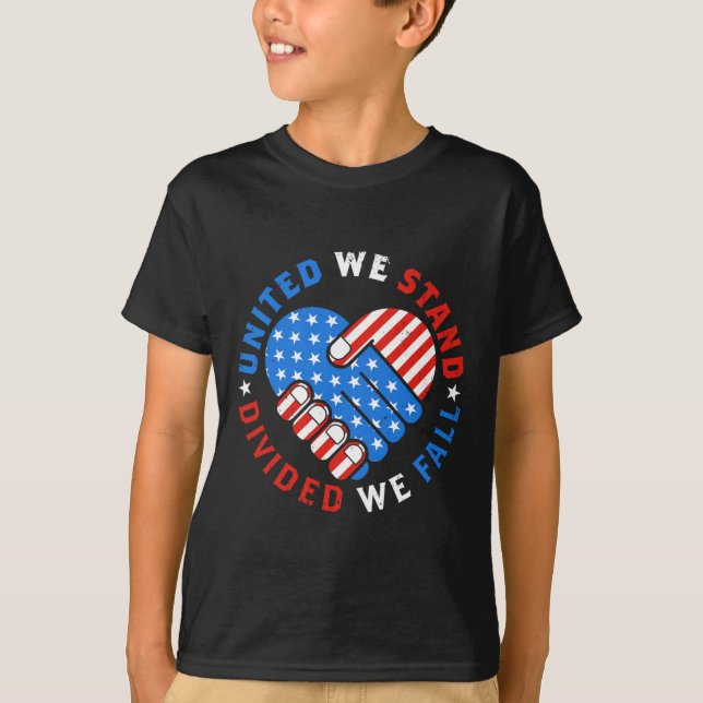 United We Stand Divided We Fall US American Flag S T-Shirt (Front)