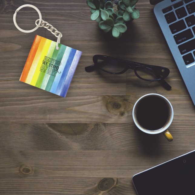 United we stand encouragement saying rainbow keychain (Creator Uploaded)