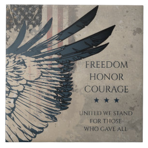 United we Stand Grunge Patriotic Eagle Art Tile