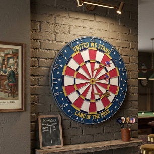 United We Stand Land of the Free Patriotic Dartboard