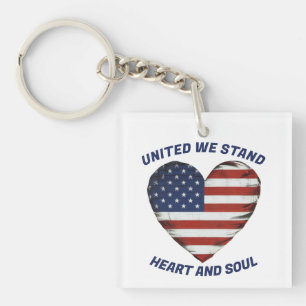 United We Stand Patriotic Keychain