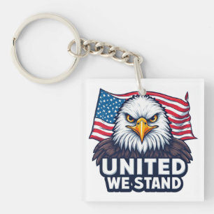 United We Stand Patriotic USA Design Keychain