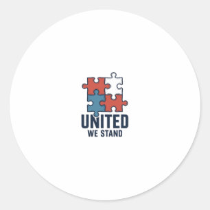 United We Stand Puzzle Piece Patriotic Shirt Desig Classic Round Sticker