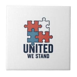 United We Stand Puzzle Piece Patriotic Shirt Desig Tile