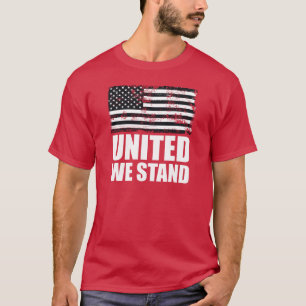 United we stand thin blue line Grunge USA Flag T-Shirt