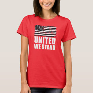 United we stand thin blue line Grunge USA Flag T-Shirt