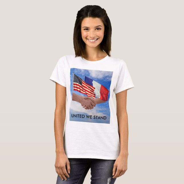 United We Stand USA & France T-Shirt de base pour  (Devant entier)
