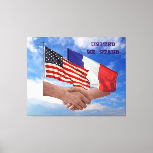 United We Stand USA & France Wrapped Canvas (Front)
