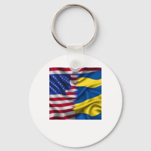 United We Stand – Usa Ukraine Flags Sticker Keychain