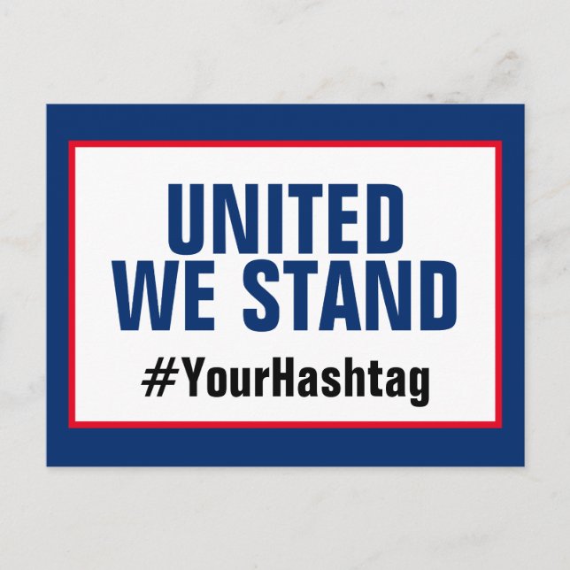 United We Stand Vote Blue Hashtag Template Postcard (Front)