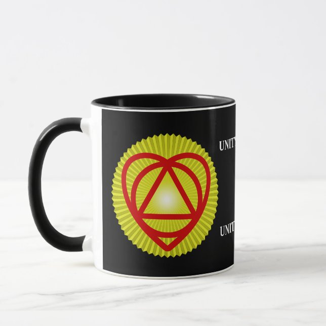 unitheist logo sunburst mug (Left)