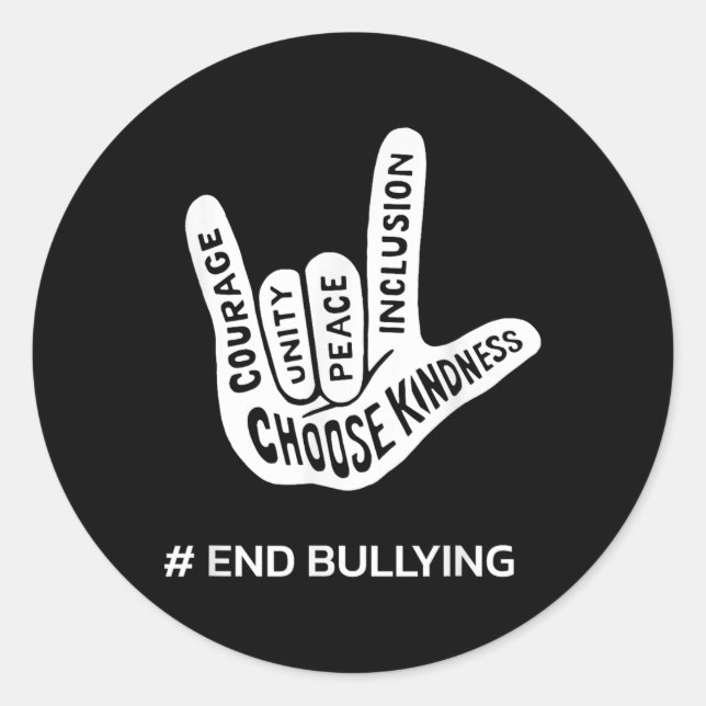 Unity Day Anti Bully Love Sign School End Bullying Classic Round Sticker (Front)