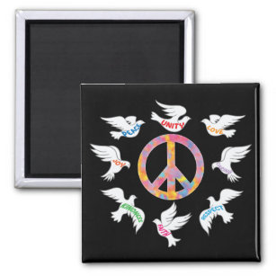Unity Day Anti Bullying Doves Peace Sign Magnet