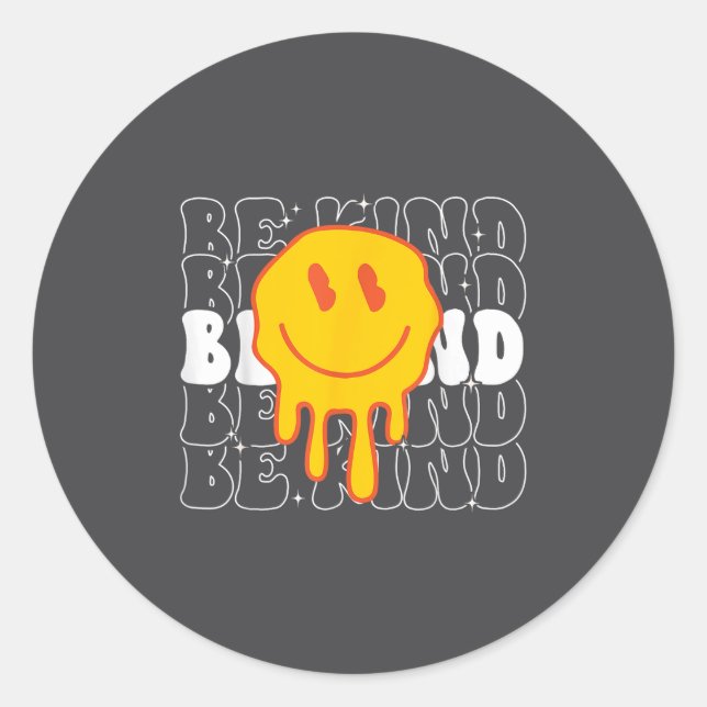 Unity Day Be Kind Kindness Smile Face Orange Groov Classic Round Sticker (Front)