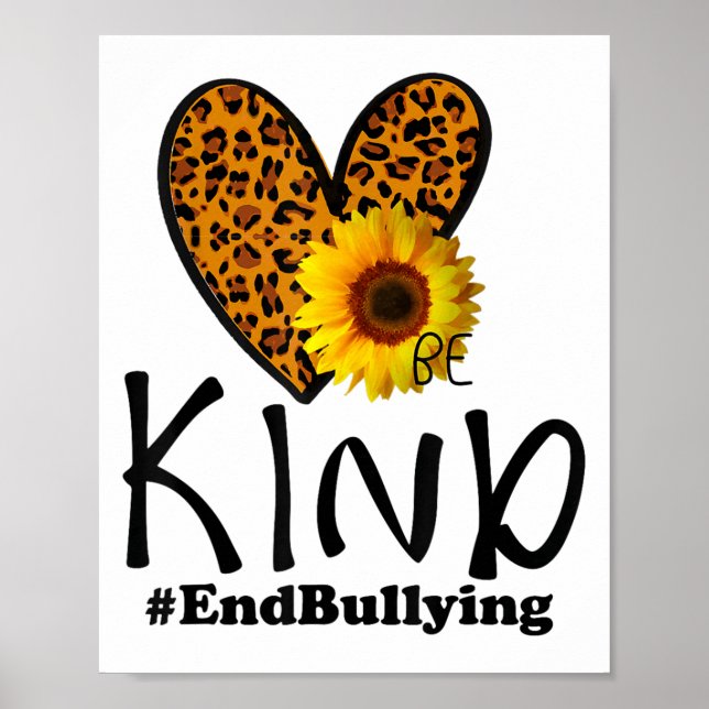 Unity Day Orange Be Kind Leopard Heart Anti Bullyi Poster (Front)