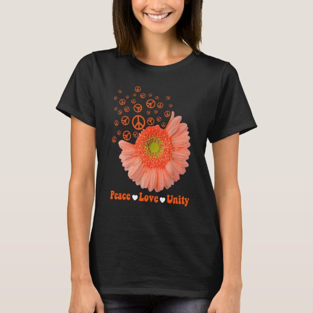 Unity Day Orange Daisy Peace Love Unity Anti Bully T-Shirt (Front)