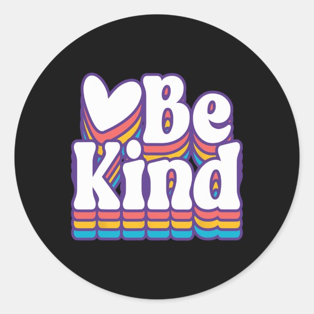 Unity Day Orange Heart Be Kind Anti Bullying Kids  Classic Round Sticker (Front)