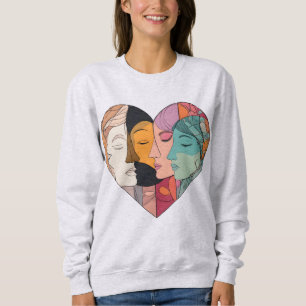 Unity Heart Diverse Faces Line Art Diversity  Sweatshirt