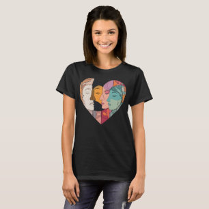 Unity Heart Diverse Faces Line Art Diversity  T-Shirt