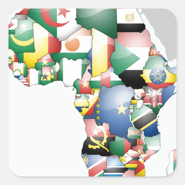 Unity in Diversity: Africa's Flags Collection Square Sticker (Front)